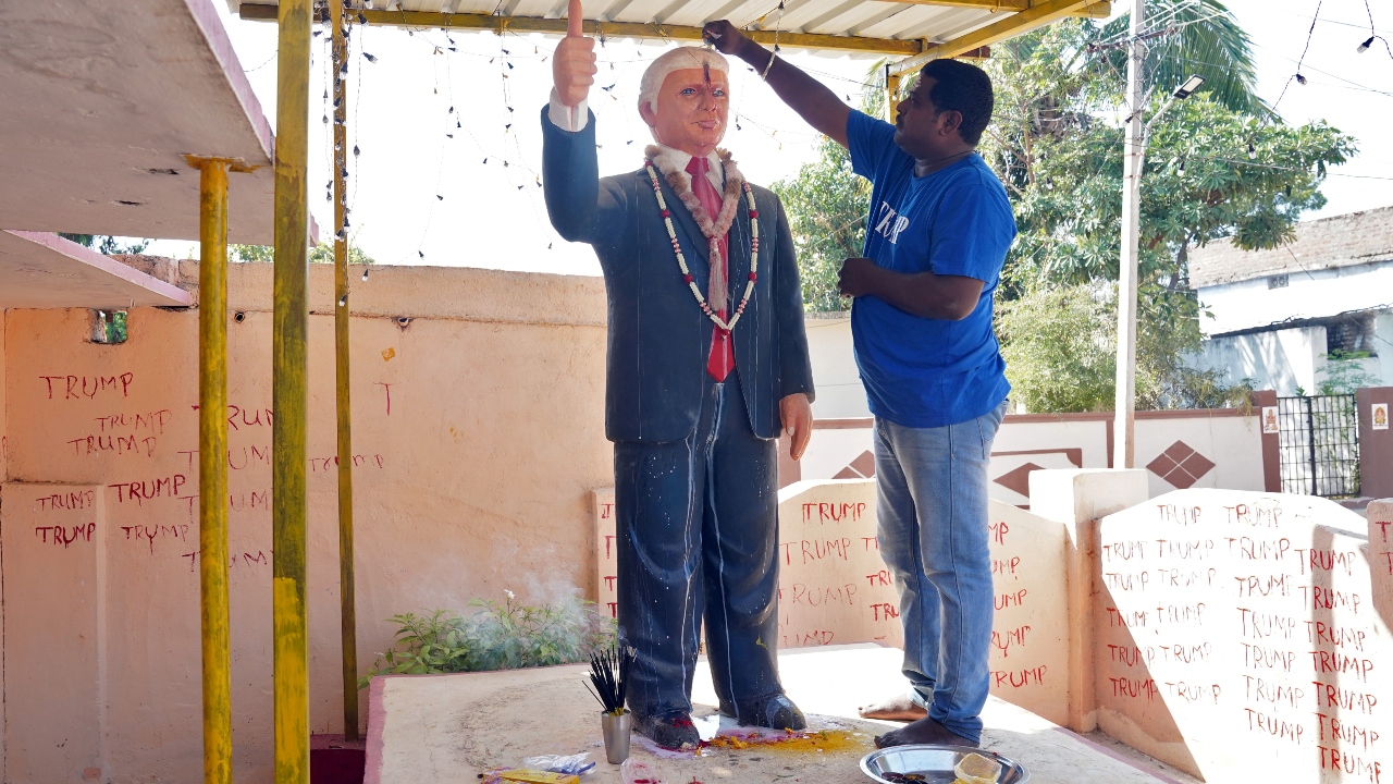Donald Trump: A rural farmer in Telangana built a temple in the backyard of his home for former US President Donald Trump. Krishna, a farmer in his 30s who lives in the village of Konne in the southern state of Telangana, is deeply admired by the president and had been a Trump devotee for about six years. Credit: Reuters Photo