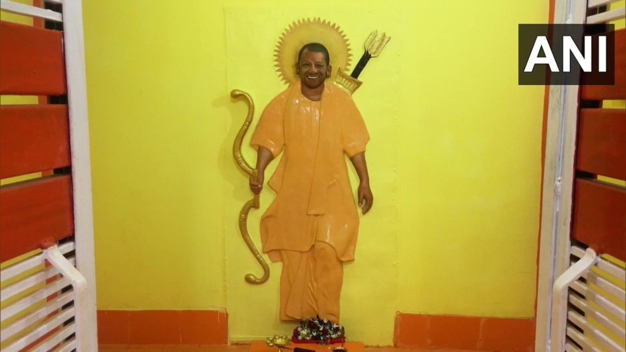 Yogi Adityanath: A temple has been built in the name of Uttar Pradesh Chief Minister Yogi Adityanath in Maurya ka Purwa village near Bharatkund in Ayodhya. In the temple, a statue of Yogi has been erected and people in the area offer pooja and aarti. Credit: ANI Photo