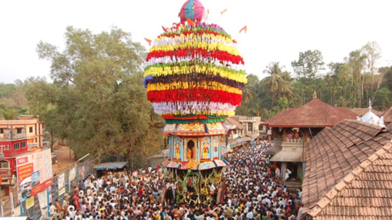 Kollur Mookambika Temple: Located in the Udupi District of Karnataka, the Kollur 'Shree Kshntram' is one among the seven abodes of Salvation, in the creation of Parashurama. Devi Mookambike is worshipped here as the Goddess Shakthi. Thousands of devotees visit the temple to find solace, and relief from their problems, pains and difficulties. On Vijayadashami, thousands of devotees perform the Aksharabhyasa Seva at the Saraswathi Mandap. Credit: www.kollurmookambika.org
