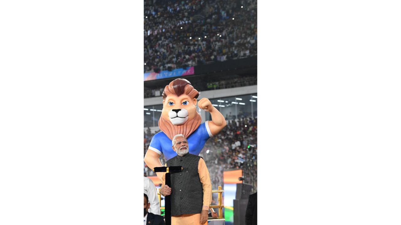 Prime Minister Narendra Modi declared the 36th National Games open at the Narendra Modi Stadium in Ahmedabad on September 29. Credit: Twitter/narendramodi