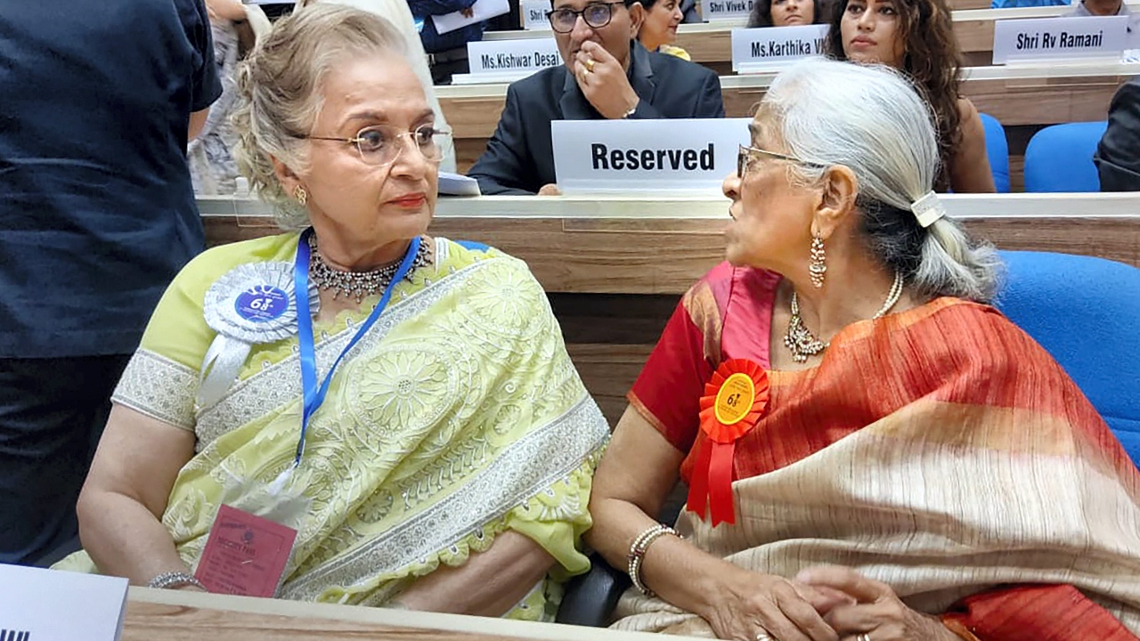 Dadasaheb Phalke Award winner Asha Parekh at the 68th National Film Awards presentation ceremony, at Vigyan Bhawan in New Delhi. Credit: PTI Photo