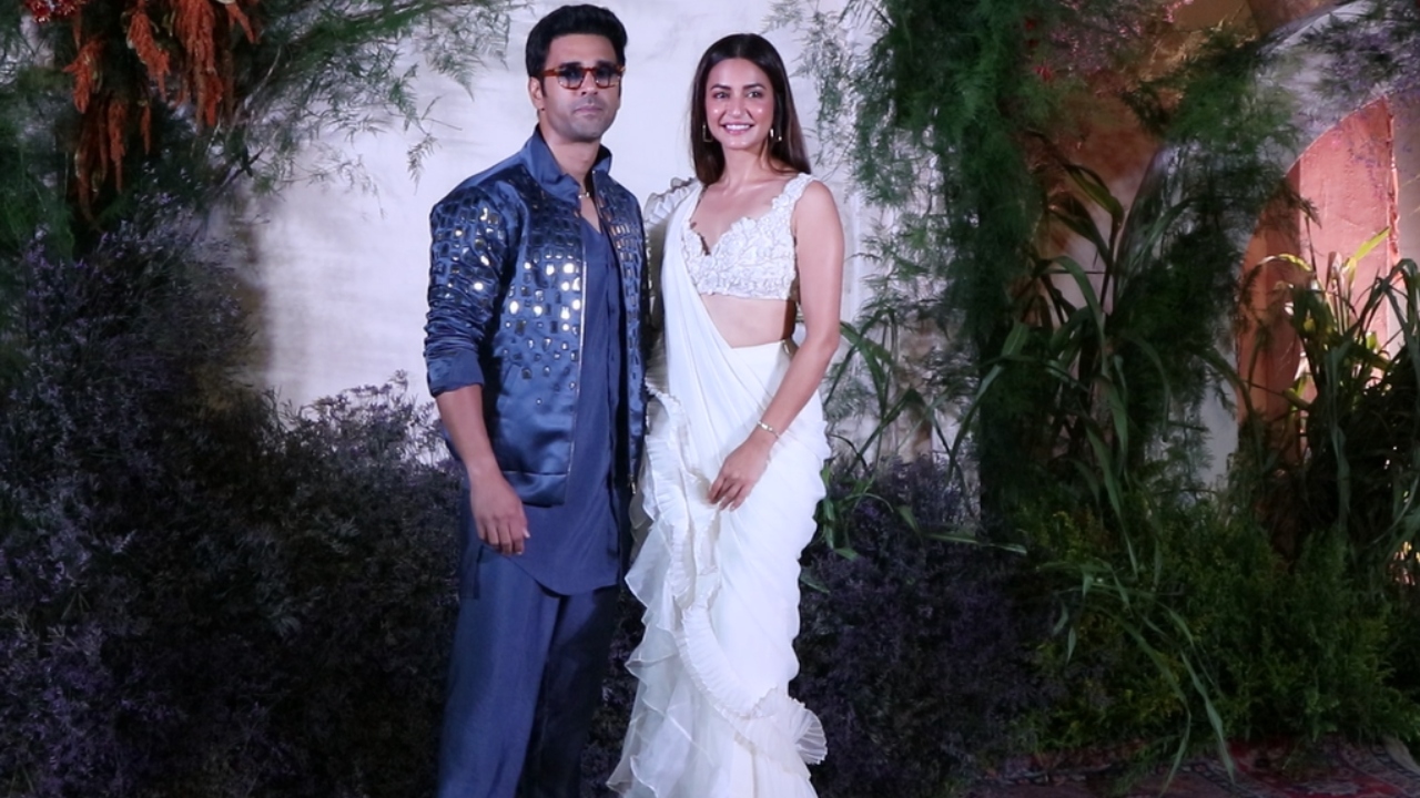 Pulkit Samrat and Kriti Kharbanda made a stylish entry at the reception. Credit: Special Arrangement