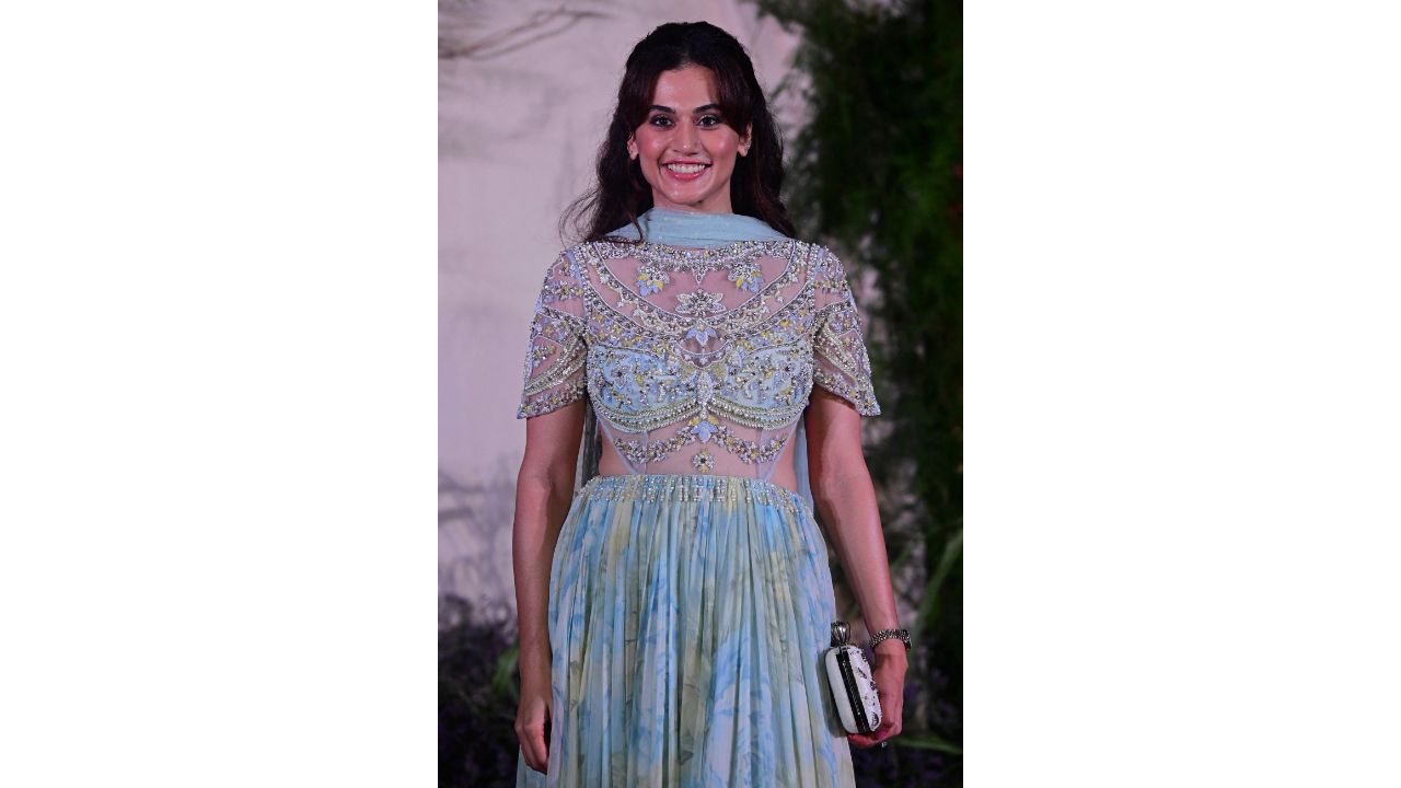 Taapsee Pannu looked stunning in an icy blue ethnic dress. Credit: AFP Photo