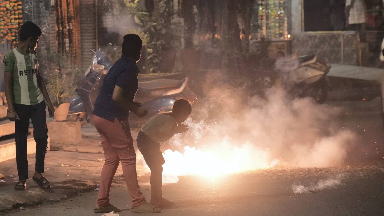 However, the 24-hour average air quality index (AQI) of 312 was still the second-best for Diwali in seven years. The city recorded an AQI of 281 on Diwali in 2018. Credit: PTI Photo