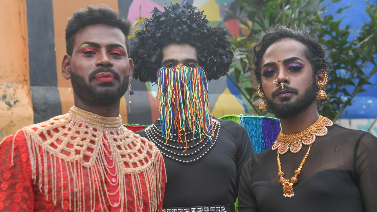 Participants pose during the 'Ride With Pride' event held at Freedom Park in Bengaluru. Credit: DH Photo/SK Dinesh