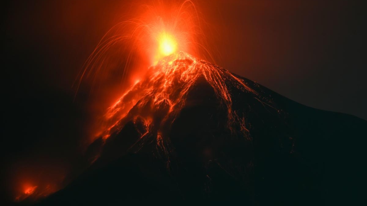 Fuego volcano, as seen from Alotenango, a municipality in Sacatepequez department 65 kilometres southwest of Guatemala City, erupts on December 11. Credit: AFP Photo