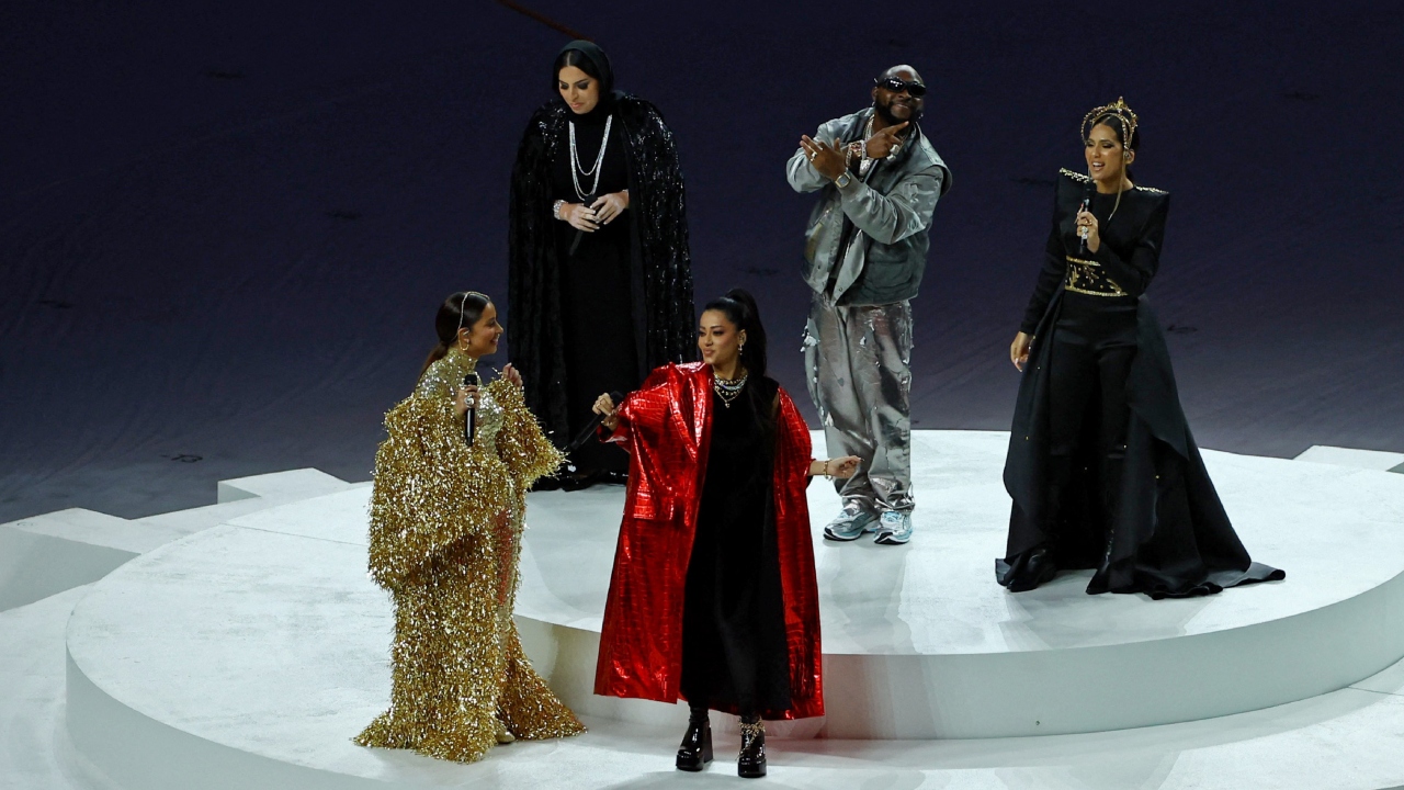 Davido, Ozuna and Gims perform during the closing ceremony of FIFA World Cup Qatar 2022 at Lusail Stadium in Lusail, north of Doha. Credit: AFP Photo