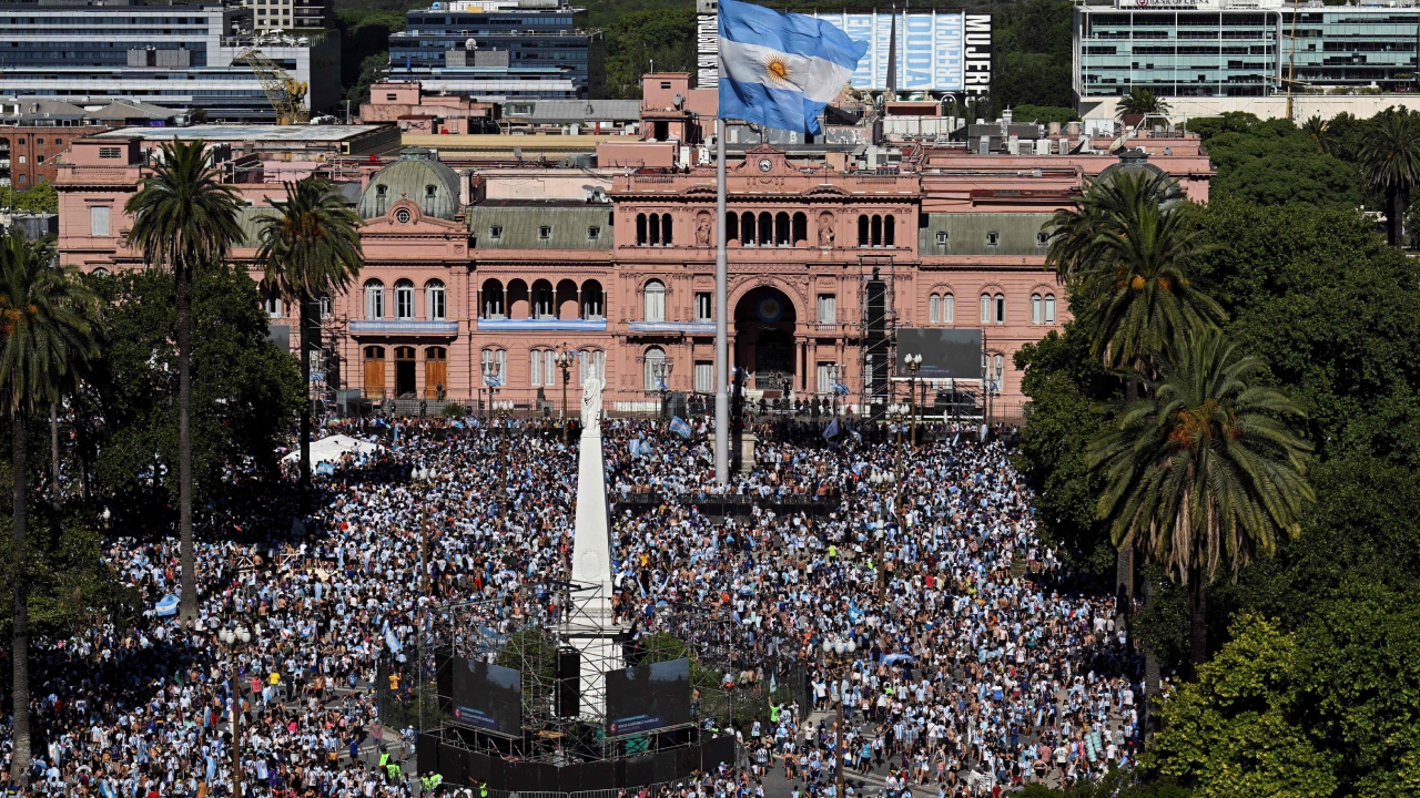 People poured on to the streets, highways and overpasses to catch a glimpse of the national team. Credit: AFP Photo