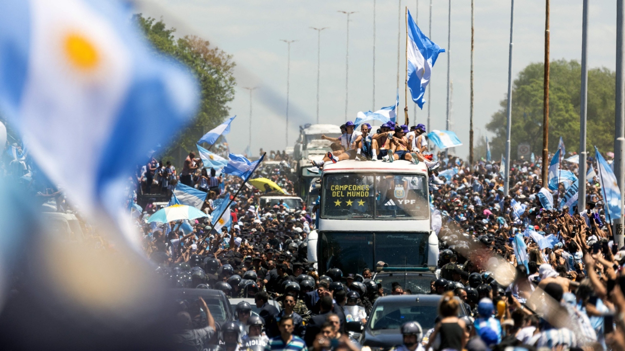 The champions were transported to helicopters for a capital flyover that the government billed as an aerial parade. Credit: AFP Photo