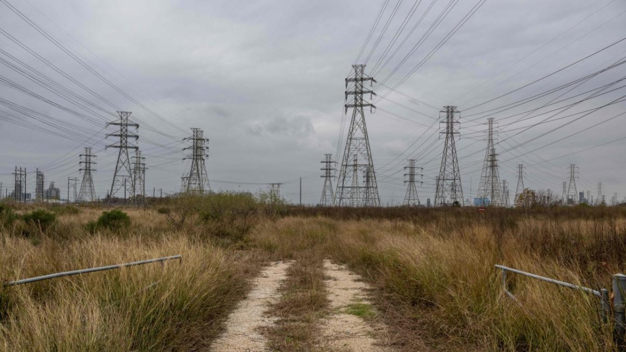 Transmission towers near the CenterPoint Energy facility on December 22, 2022 in Houston, Texas. Credit: Reuters photo