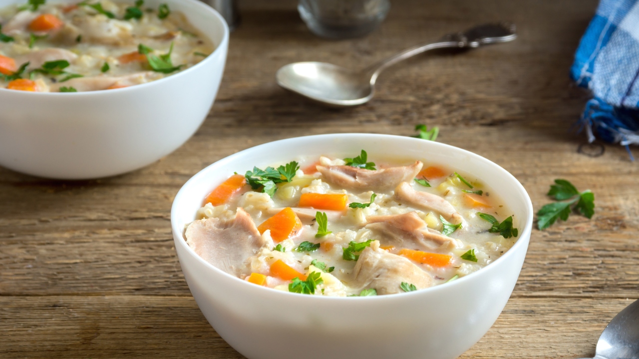 Coconut Chicken and Rice: This comforting one-pot chicken dish features fragrant coconut rice infused with aromatic ginger, garlic and scallion, studded with toasty cashews. Fresh chopped cilantro brightens the dish, while hot sauce adds nice heat and tang to balance the creamy, rich and slightly sweet rice. Credit: Getty Images