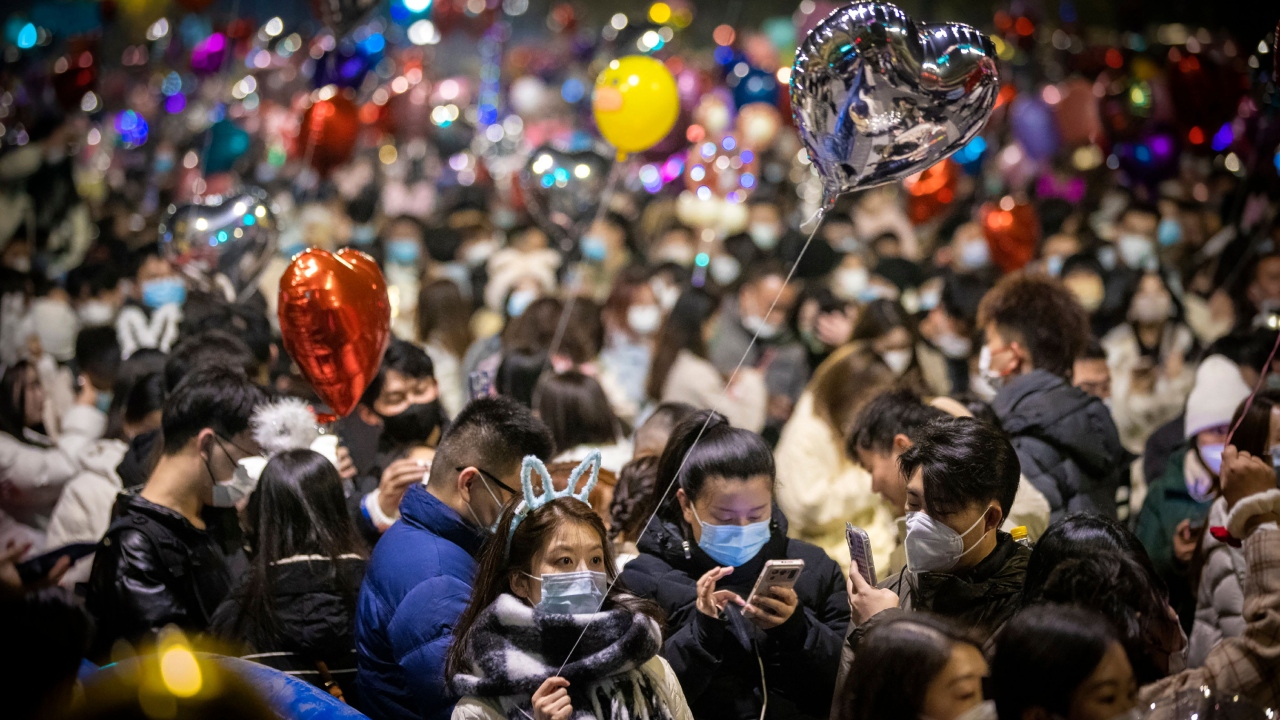 Some came in fancy dress and almost everyone present wore masks as the country sees a wave of Covid which accelerated after curbs were dropped and which has since infected large swathes of the population with deaths now reaching an estimated 9000 a day according to UK-based health data firm Airfinity. Credit: AFP Photo