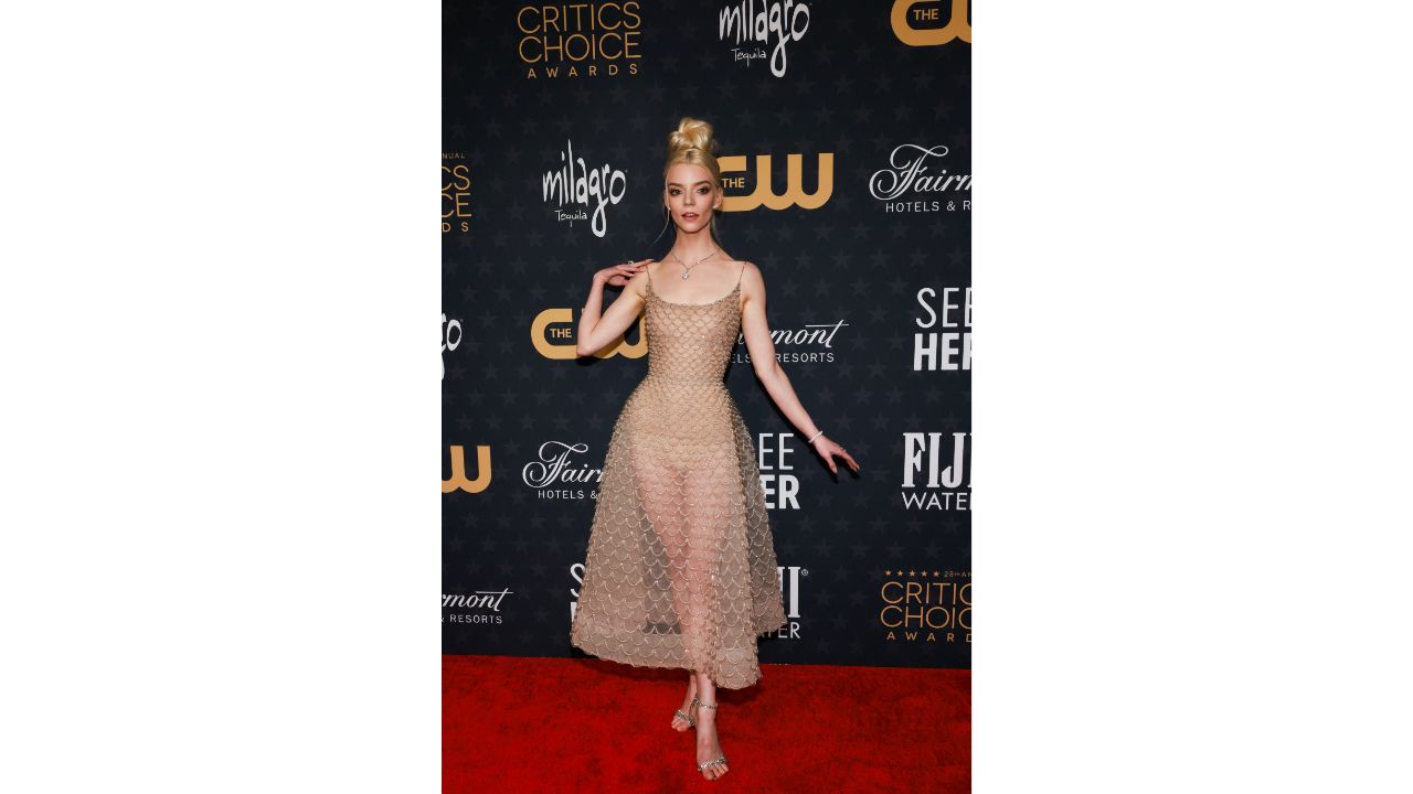 Anya Taylor-Joy was a head-turner her in Dior dress which she matched with a sheer skirt. Credit: Reuters Photo