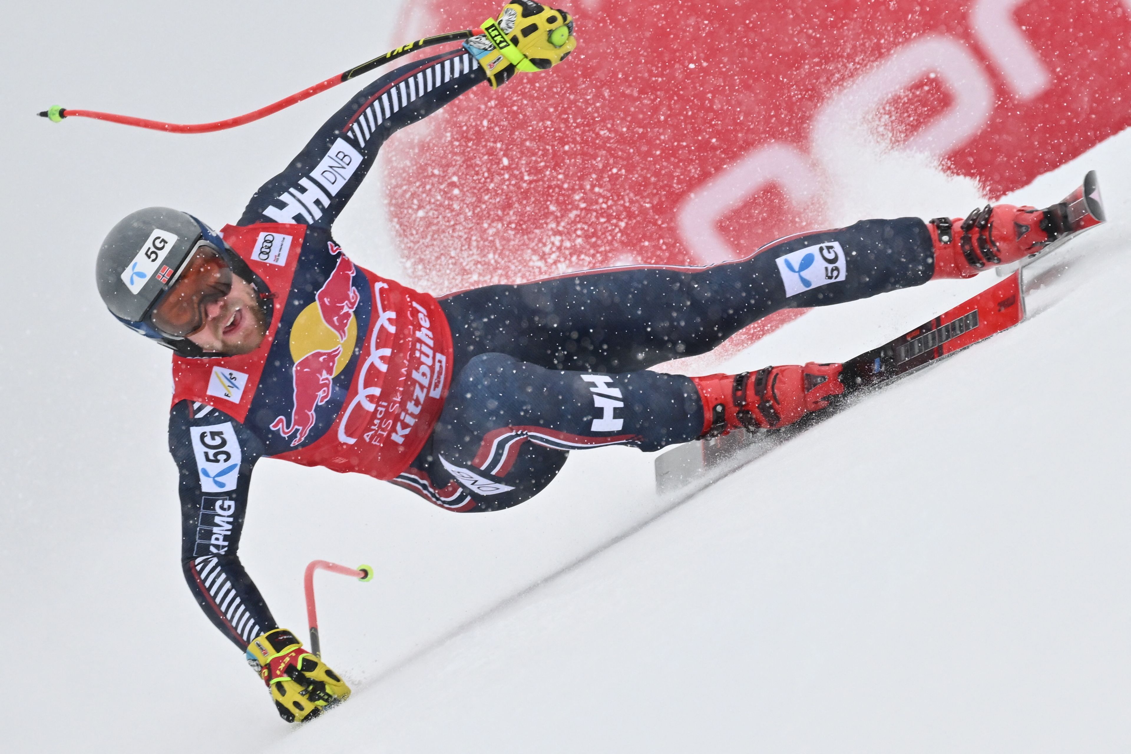 Norway's Aleksander Aamodt Kilde races during the men's