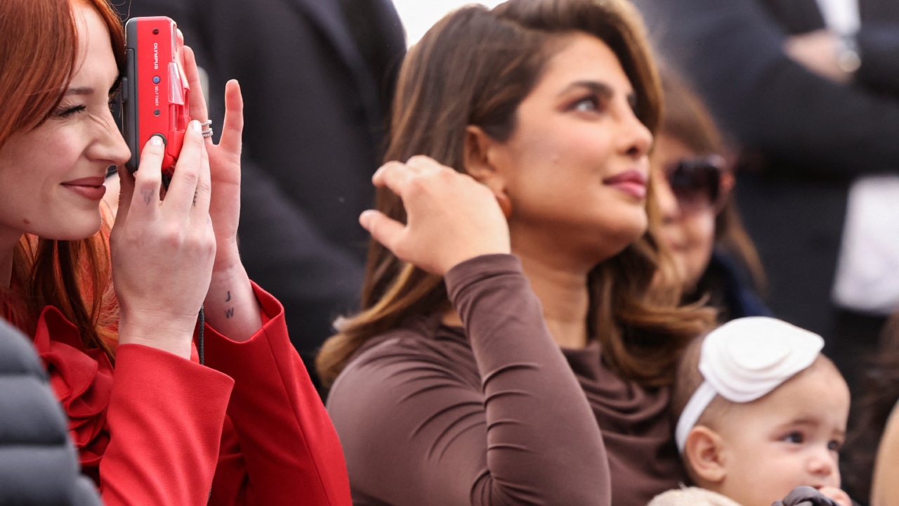 Priyanka with Malti Marie Jonas at Hollywood Walk of Fame ceremony in Los Angeles. Credit: Reuters Photo