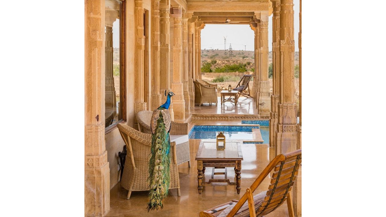 The hotel has 2 gardens and courtyards, 83 rooms, of which four are standalone havelis. Credit: Instagram/@suryagarh