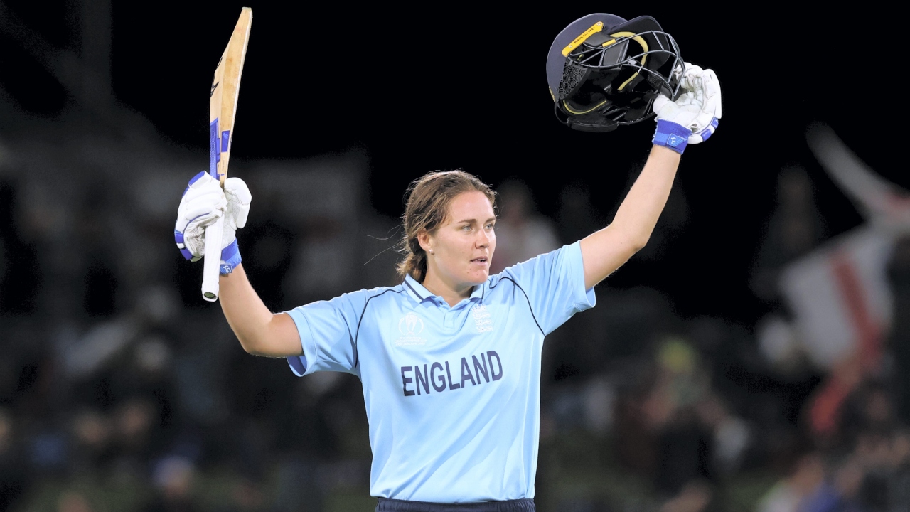 Third on the list was English all-rounder Natalie Sciver. She was bought by Mumbai Indians for Rs 3.2 crore. Credit: AP Photo