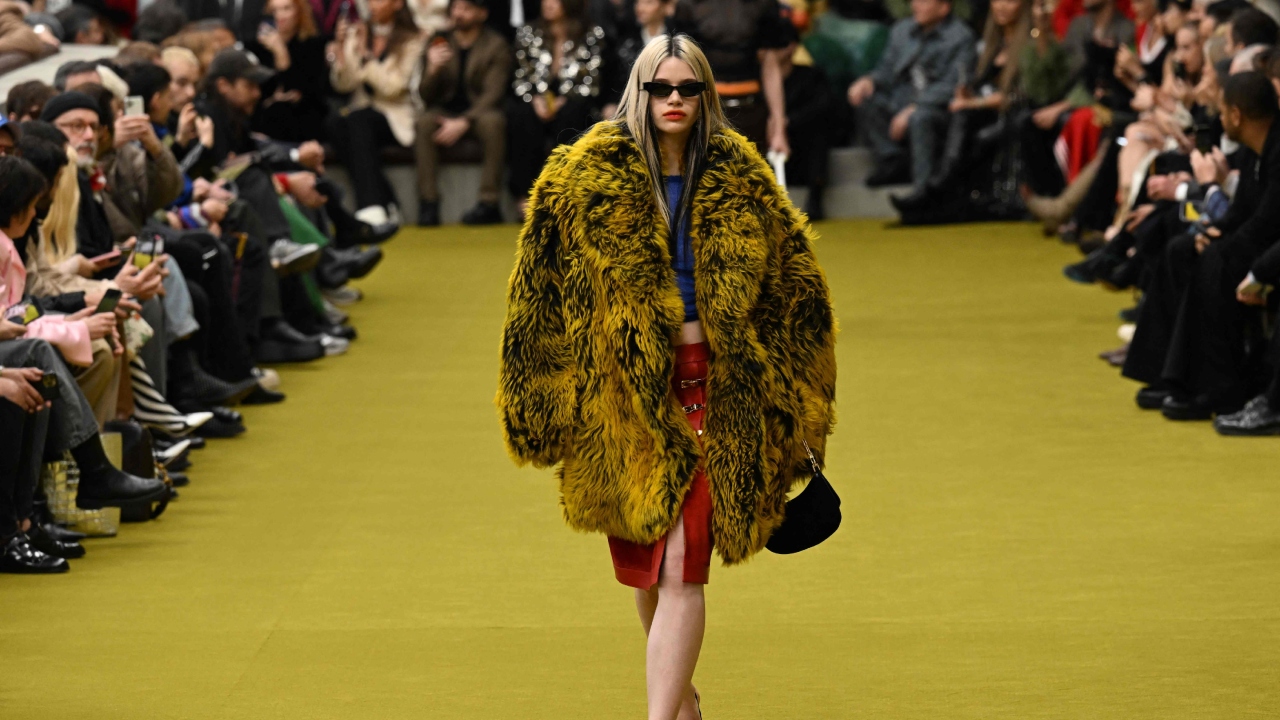 A model presents a creation for Gucci on February 24, 2023 during the Fall-Winter 2023-2024 Women's Collections as part of the Fashion Week in Milan. Credit: AFP Photo