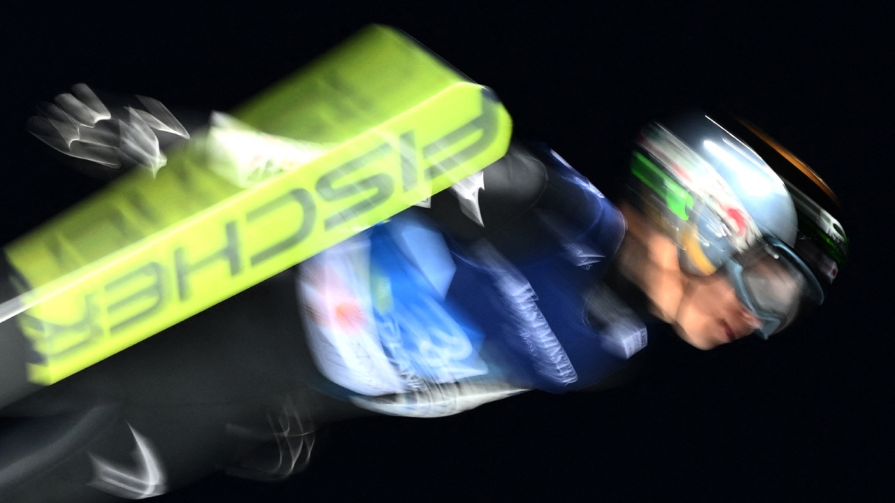 Japan's Ren Nikaido competes in the Men’s Ski Jumping Normal Hill HS100 qualification of the FIS Nordic World Ski Championships in Planica on February 24, 2023. Credit: AFP Photo