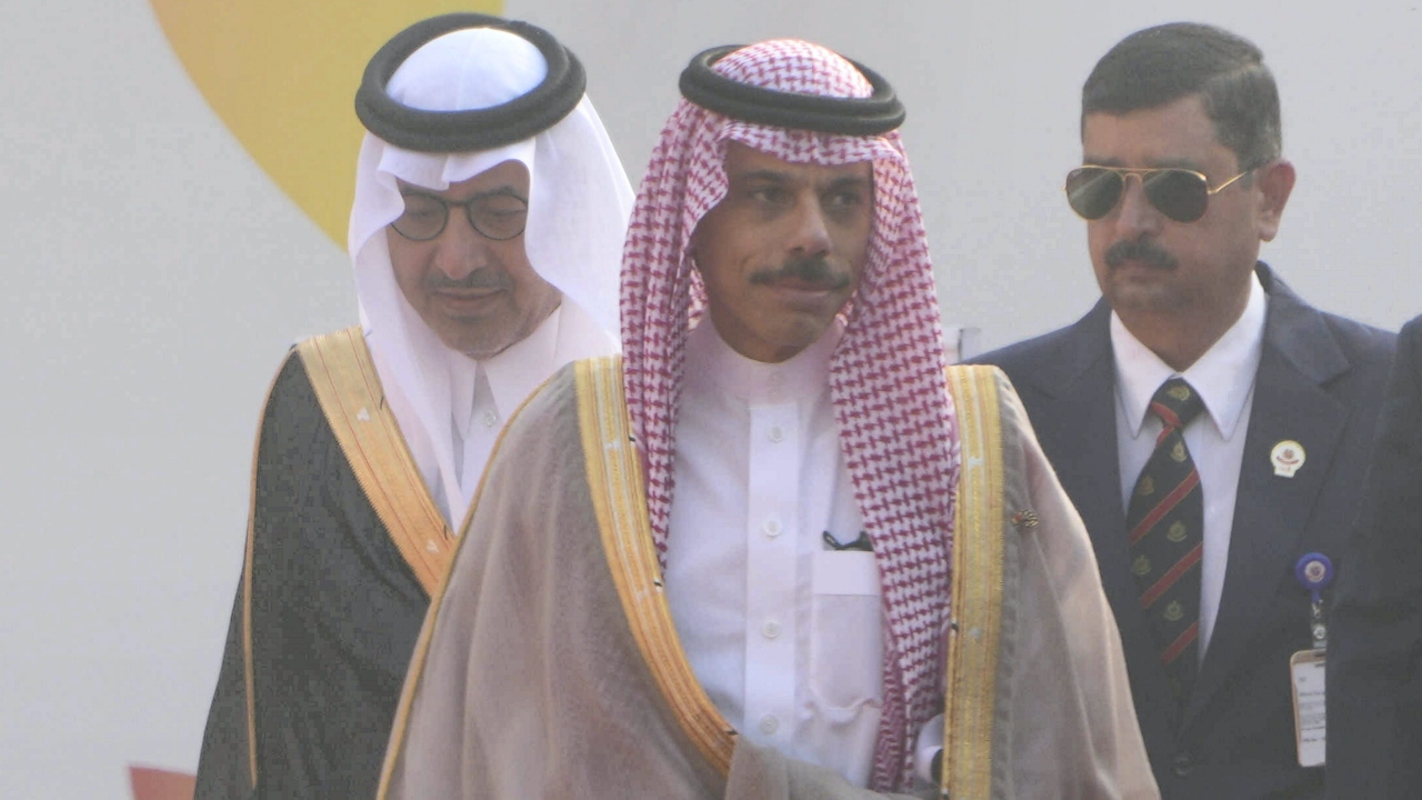 Saudi Arabia's Minister of Foreign Affairs Faisal bin Farhan al-Saud arrives to attend the G20 Foreign Ministers' Meeting, at RBCC in New Delhi. Credit: PTI Photo
