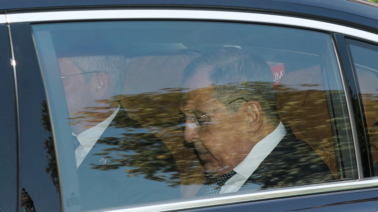 Russian Foreign Minister Sergei Lavrov arrives to enter the Hyderabad House, venue for a bilateral meeting, ahead of the G20 Foreign Ministers' Meeting in New Delhi. Credit: Reuters Photo