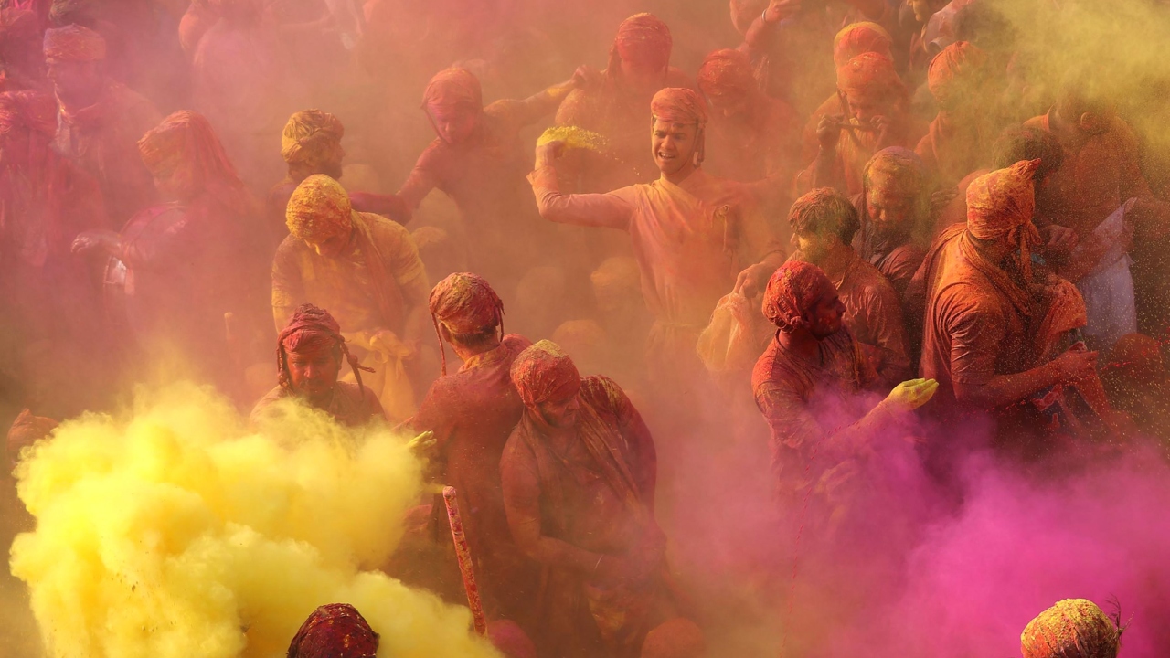 Every year, the festival of colours is celebrated with a great zeal and enthusiasm in Nandgaon. Credit: AFP Photo