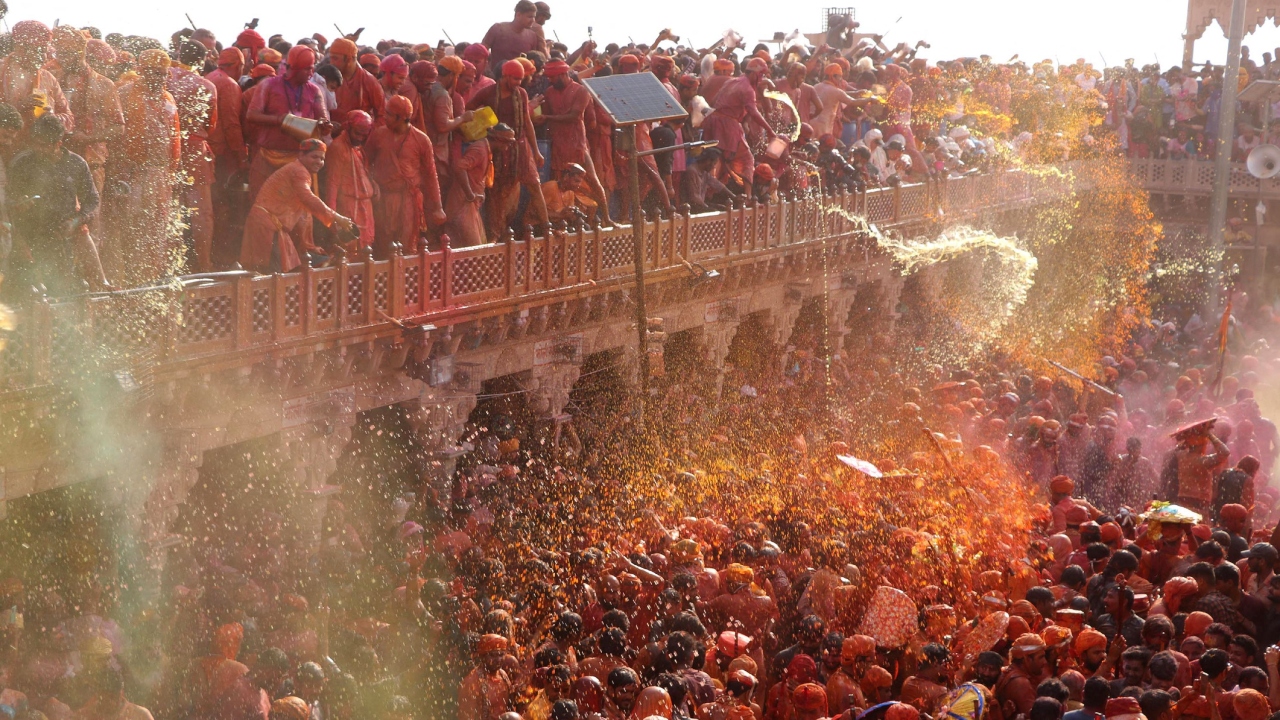 Nandgaon is one of the special places to celebrate Holi as it is a part of Braj Bhoomi, the palce where Lord Krishna is said to have spent his childhood. Credit: AFP Photo