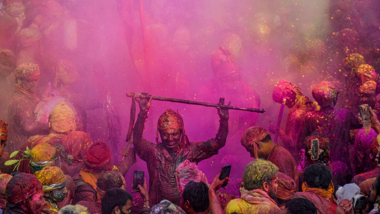 This place gets into a festive mood weeks before Holi and thousands of people participate in the festival every year. Credit: PTI Photo
