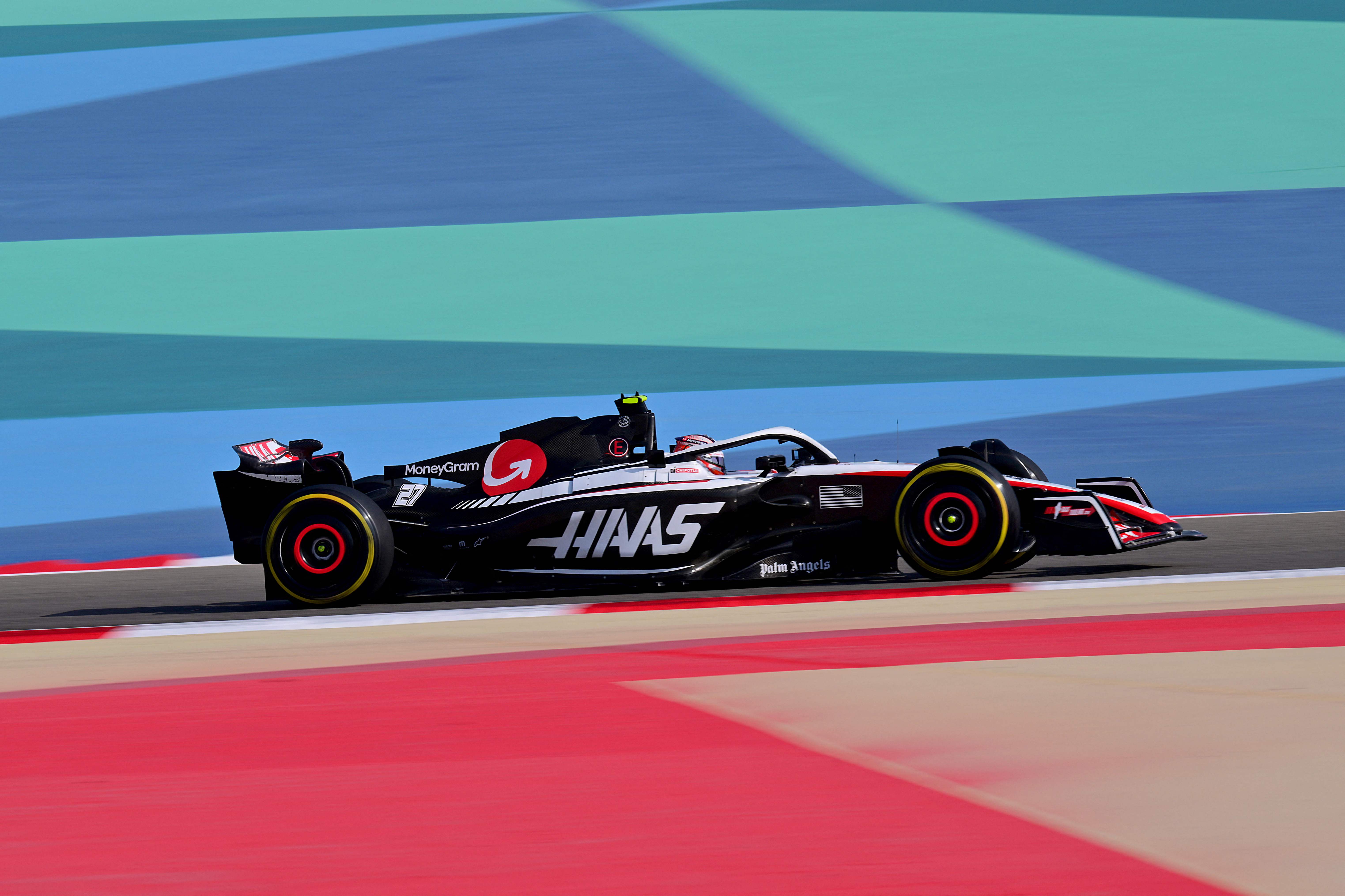 Haas F1 Team's German driver Nico Hulkenberg drives during the third practice session of the Bahrain Formula One Grand Prix at the Bahrain International Circuit in Sakhir. Credit: AFP Photo