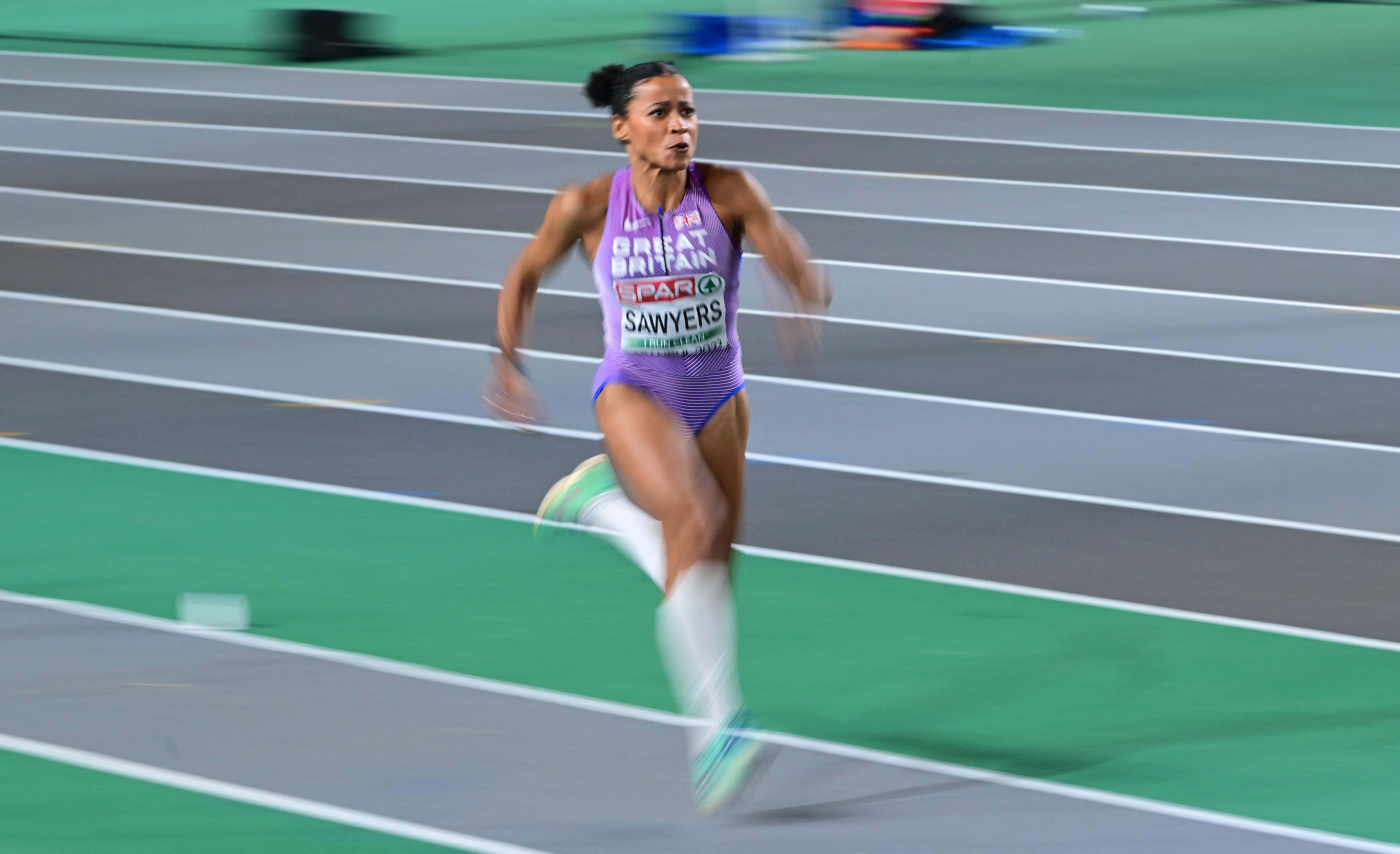 Britain's Jazmin Sawyers competes in the women's long jump final during The European Indoor Athletics Championships at The Atakoy Athletics Arena in Istanbul. Credit: AFP Photo