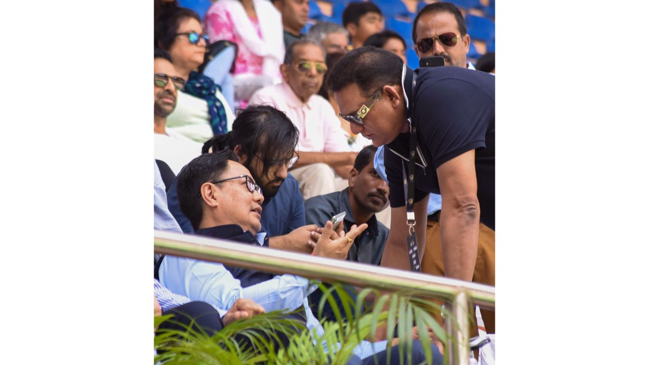 The exhibition games were watched by eminent personalities, including Union Law Minister Kiren Rijiju, former India cricket team captain Mohammed Azharuddin, Yuvraj Singh, Robin Uthappa, Ananya Birla, Huma Qureshi, Dulquer Salmaan, her fans, family, friends, sporting personalities and students of the Sania Mirza Tennis Academy. Credit: PTI Photo