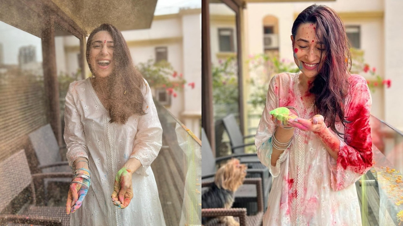 Karisma Kapoor posted some fun-filled photos from her Holi celebrations on social media. Credit: Instagram/@therealkarismakapoor