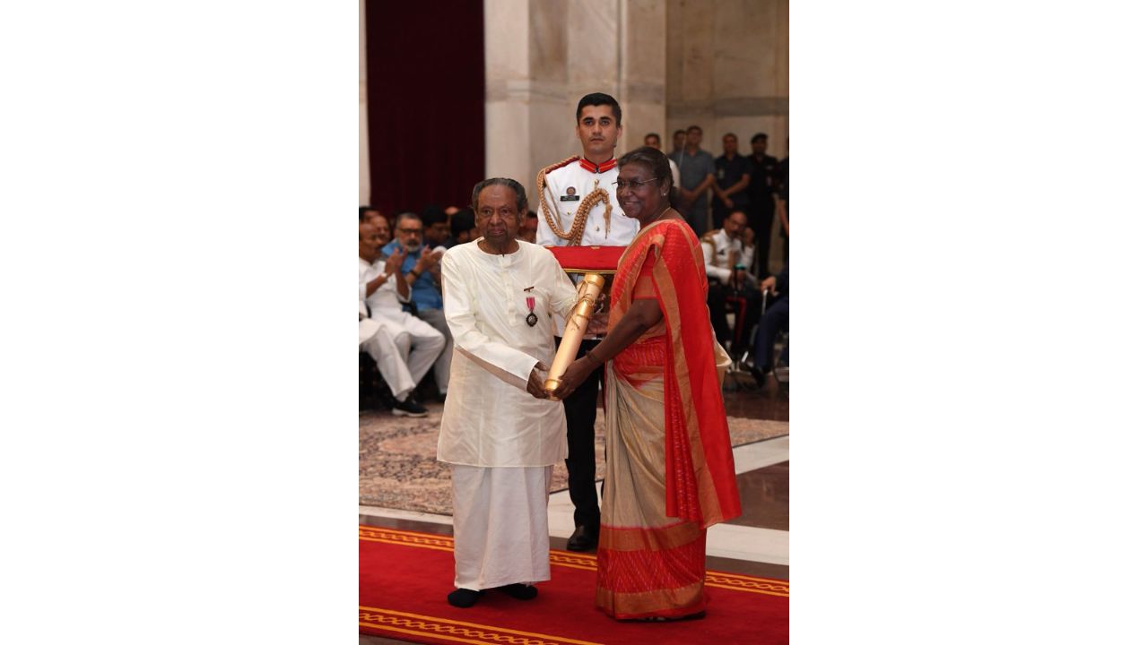 Prime Minister Narendra Modi with Lok Sabha Speaker Om Birla, Union Home Minister Amit Shah, and Union Minister Smriti Irani during Padma Awards 2023 ceremony at Rashtrapati Bhawan, in New Delhi, March 22, 2023. Credit: PTI Photo