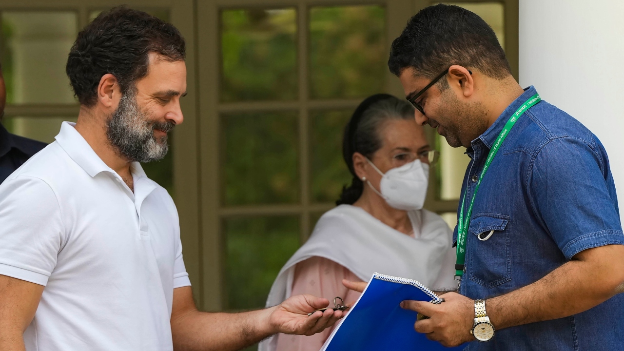Gandhi, his mother Sonia Gandhi, and sister Priyanka Gandhi Vadra visited the bungalow before handing over the keys to officials of the Central Public Works Department (CPWD). Credit: PTI Photo