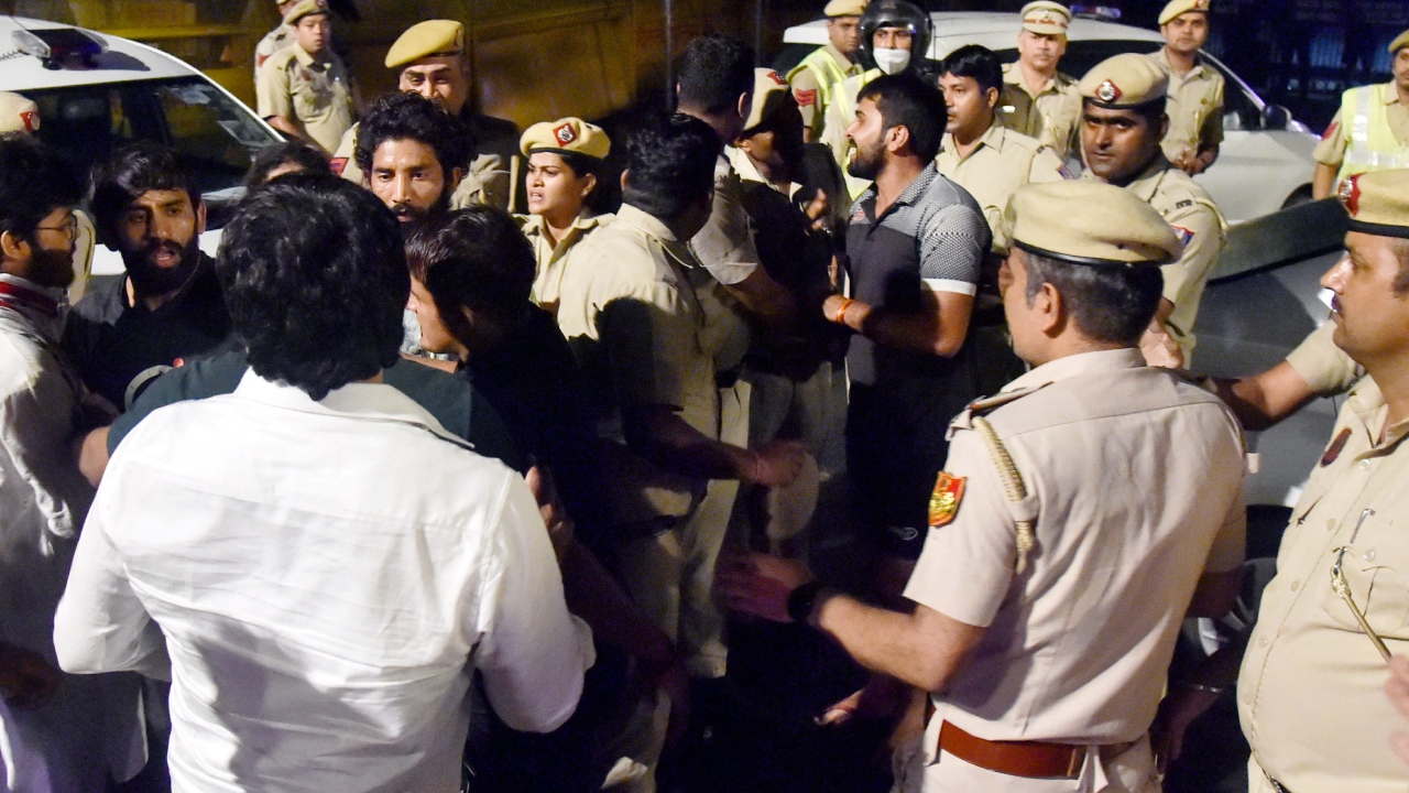 Three people, including Aam Aadmi Party (AAP) MLA Somnath Bharti, were detained following the incident. Credit: PTI Photo
