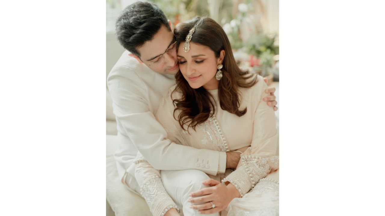 Raghav and Parineeti shared the news on their Instagram pages, posting several photos from the ceremony. Credit: Instagram/@parineetichopra