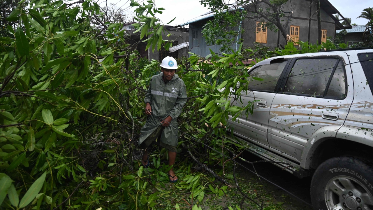 Damage and over half a dozen deaths have been reported but the true impact was not yet clear in Myanmar. Credit: AFP Photo