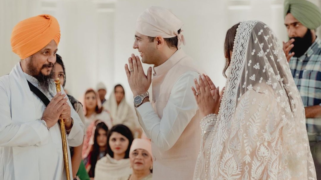 The pictures were showered with likes and comments wishing Raghav and Parineeti's a beautiful life ahead. Credit: Instagram/@raghavchadha88