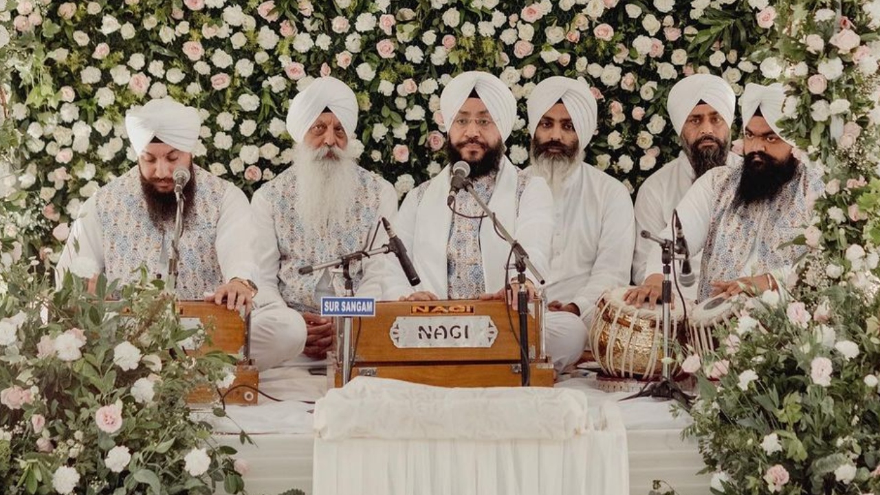The function began at 5 pm with Sukhmani Sahib path, followed by ardas. The engagement took place at 8  pm. Credit: Instagram/@raghavchadha88