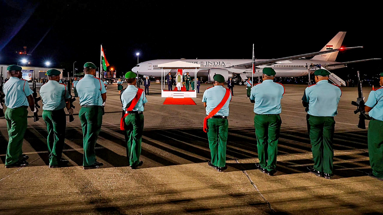 Prime Minister Narendra Modi arrived in Papua New Guinea on May 21 on his maiden visit during which he will host a key summit between India and 14 Pacific Island countries to boost bilateral ties. Credit: PTI Photo