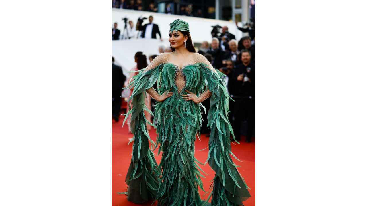 Urvashi Rautela struck various poses as she made her entrance. Credit: AFP Photo