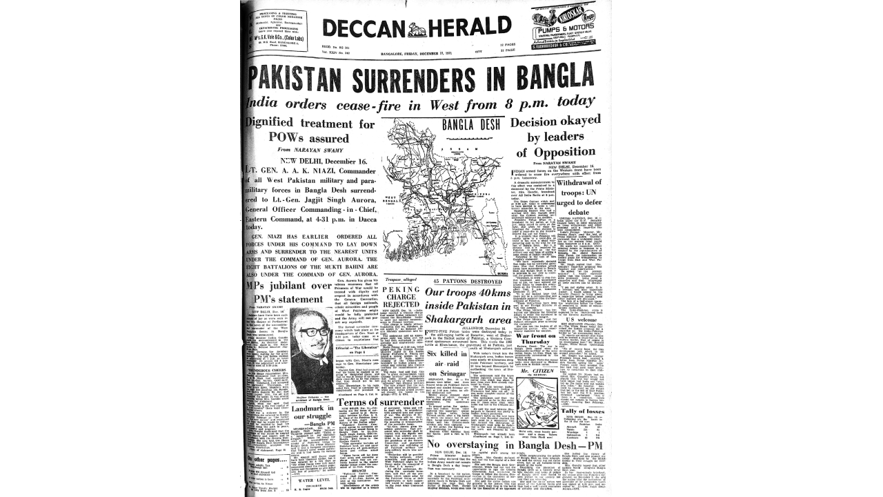 Pakistan surrenders in Bangla. December 17, 1971.
