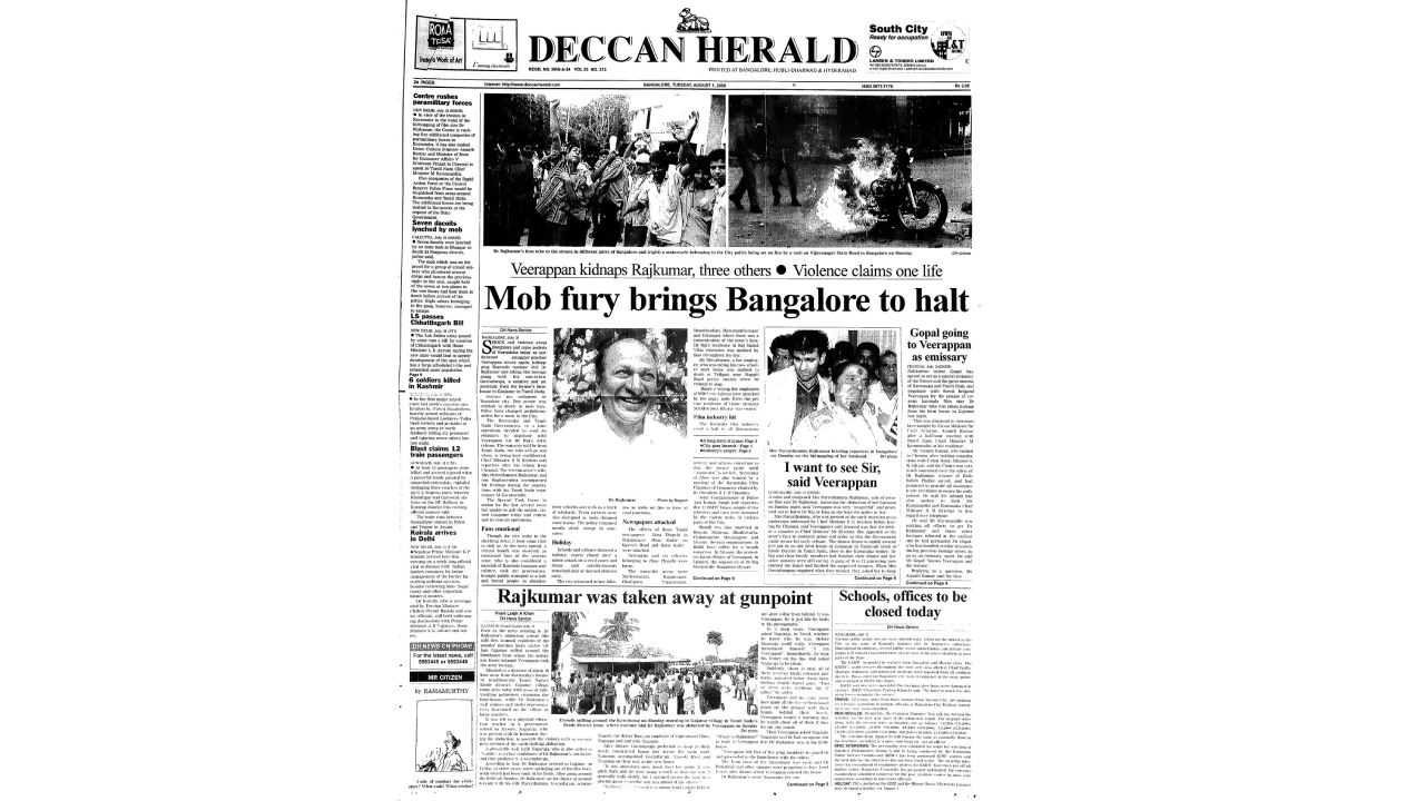 Mob fury brings Bangalore to halt. August 1, 2000.