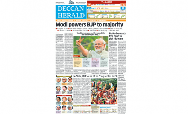 Modi powers BJP to majority. May 17, 2014.