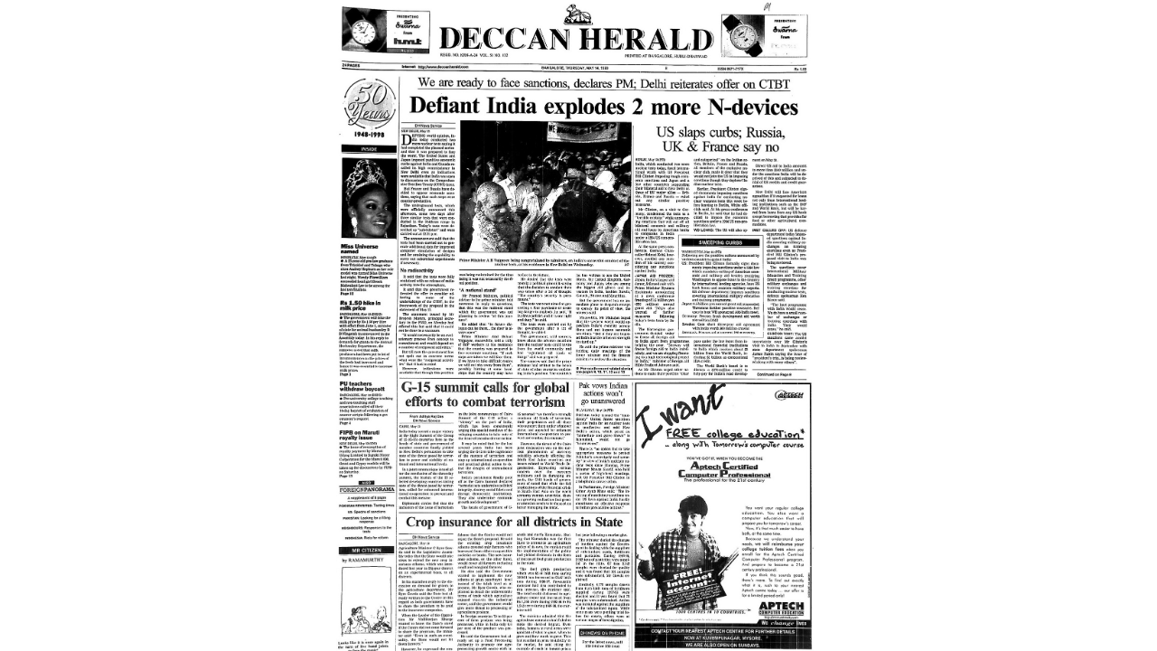 India conducted its first nuclear test on May 18, 1974 endured  three decades of Western sanctions against it, and defiantly,  conducted a second round of nuclear tests on May 11 & 13, 1998  declaring itself a Nuclear Weapons State.