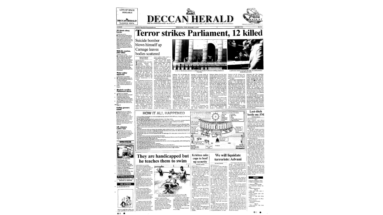 The December 13, 2001 terrorist attack on India’s  Parliament led to a 10-month eyeball-to-eyeball  confrontation between India and Pakistan.