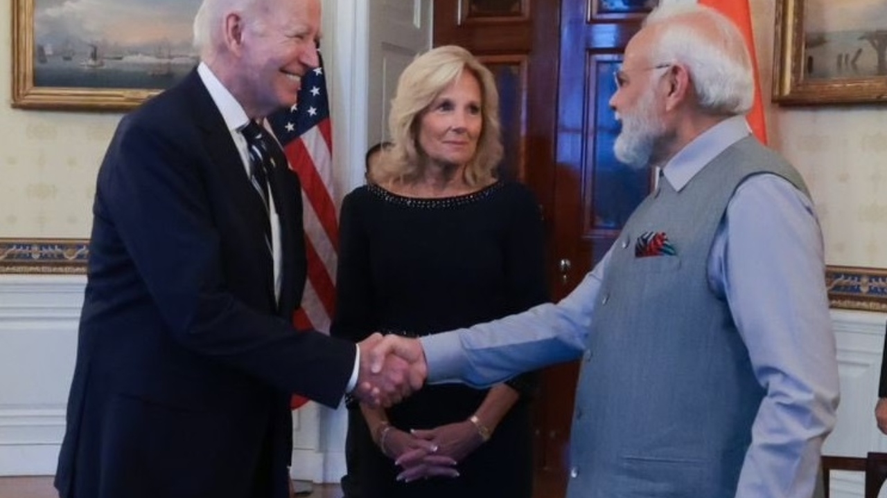 US President Joe Biden and First Lady Jill Biden hosted a lavish dinner for Prime Minister Narendra Modi at the White House in the US. Credit: PTI Photo