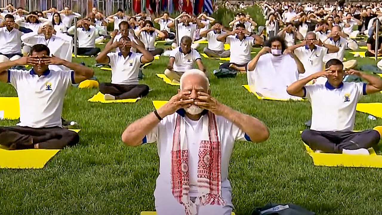 PM Modi leads historic Yoga session at UN; See pics