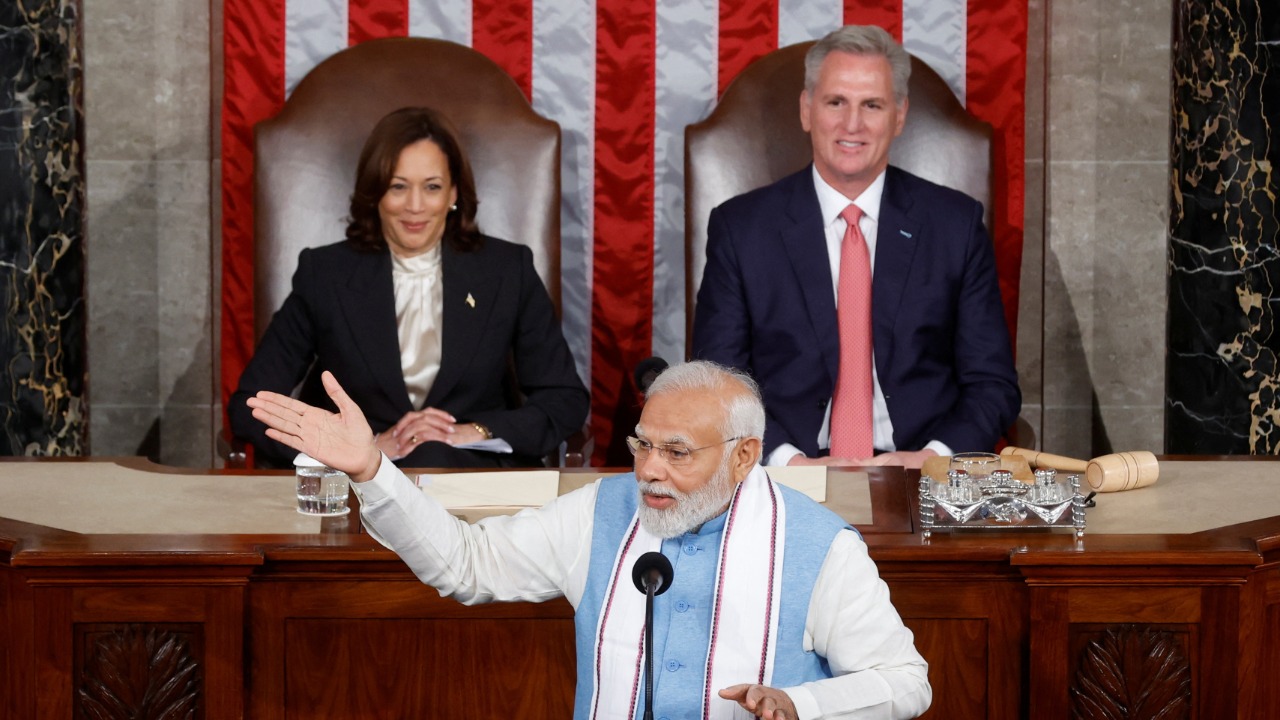 Prime Minister Narendra Modi addresses the joint session of the US Congress. Credit: Reuters Photo