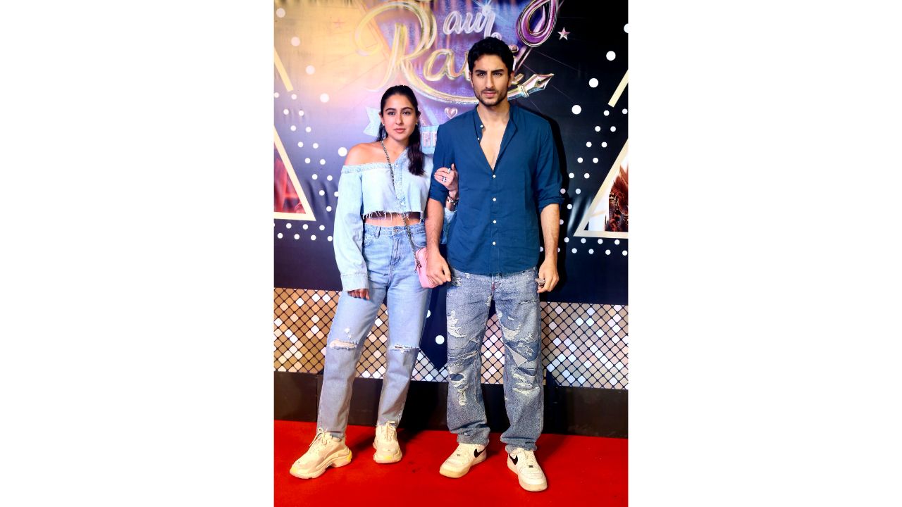 Sara Ali Khan arrived with her brother Ibrahim Ali Khan for the special screening. Credit: PTI Photo